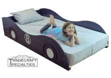 Stylized Sportscar Twin Kids Bed Frame - Handcrafted - Race Car Themed Children's Bedroom Furniture 1 small
