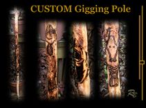 Flounder, Gigging, Poles, Hand Carved, Wood Burned, 5ft, Wood Pole 2 small