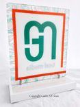 Fused Glass Logo Table Sculpture - Teal Media 4 small