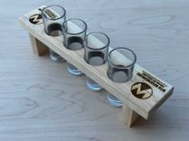 Custom Laser Engraved Shot Flight - Wooden Flight Board For 4 Shot Glasses 4 small