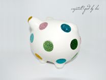 Crystallized Polka Dot Piggy Bank Baby Kids Decor Nursery Bling European Crystals Bedazzled 3 small
