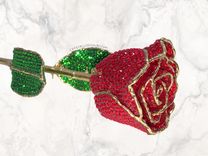 Red Crystallized 24k Gold Dipped Rose Genuine Crystals Real Preserved Bling Luxury Gifts Bedazzled 2 small