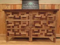 Unique Square Tiled Wormy Chestnut King Bedroom Set 6 small