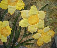 Daffodils & Primroses Art Quilt 3 small
