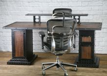 Modern Industrial Computer Desk, Reclaimed Wood Desk, Work Station, Vintage Desk, Executive Desk 1 small