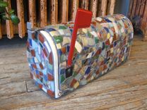 Broken China Mosaic Mailbox - Handmade Pottery Tiles 4 small