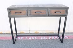 Reclaimed Wood, Console Table W/ Drawers. Modern Sofa Table. Unique Hotel Furniture. Steel & Wood 3 small