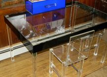Acrylic Parsons Style Dining Table.  Hand Crated And Made To Order 1 small