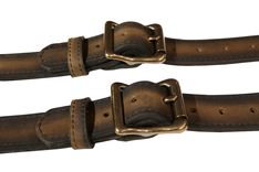 Distressed Brown And Black Leather Suspenders With Antique Brass Hardware 5 small