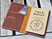 Handmade Cover For Field Notes Card Wallet Scribo Thoroughbred Leather Sunset Oil Tan Cream 1 small