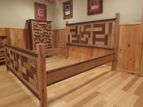 Unique Square Tiled Wormy Chestnut King Bedroom Set 2 small