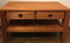 Bench, Seat Or Accent Table With Drawers And Shelf Made From Solid Mahogany 1 small