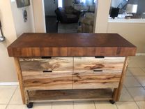 Texas Pecan Kitchen Cart Work Station With Maple End Grain Dyed Cherry 5 small