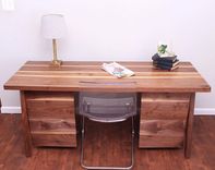 Walnut Desk With 6 Drawers 1 small