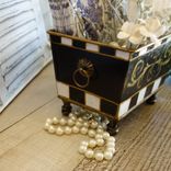 Courtly Towel Caddy Black And White Check Vanity Storage Bin 2 small