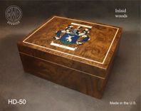 Handcrafted Humidor With Inlaid Family Crest Hd50 With Free Shipping. 1 small