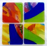 Fused Glass Coasters - Ulu Pua 3 small