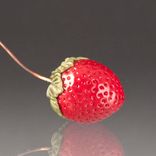 One Realistic Glass Strawberry Sculpture, Hand Blown and Life-Sized 4 small