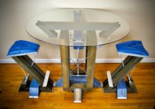 Contemporary Modern Custom High Top Dining Wood And Metal And Glass Table 6 small