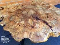 Coffee Table- Live Edge- Oyster Shape- Tree Stump- Industrial- Modern- Natural Wood- Round Table 4 small