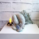 Courtly Checked Florida Manatee Figurine With Tea Light Candle Hand Painted 5 small