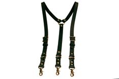 Double Thick Black Leather Suspenders With Antique Brass Hardware 2 small