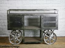 Modern Industrial Pantry Cabinet, Vintage-Style Cupboard, Industrial Storage Cabinet 1 small