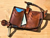 Handmade Leather Biker Wallet Vegetable Tanned The Mandalorian Brown 3 small