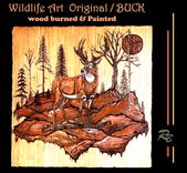 Cabin Decor, Lodge Decor, Deer, Buck, Deer Painting, Wolf Painting, Hunter Gift, Wildlife 1 small