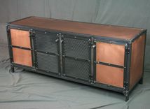 Industrial Copper Sideboard, Buffet, Media Console - Vintage Entertainment Center. Tv Stand 1 small