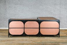 Modern Industrial L-Shaped Desk With Copper. Executive Desk With Copper. 1 small
