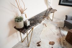Live Edge Wood Slab Modern Rustic Console Table 1 small