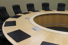 Custom Conference Table - Custom Round Shape - Inlays - Power/Data 2 small