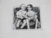 Sculpted Couple Portrait In Black & White 2 small