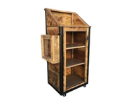 Rustic Industrial Barn Board Hostess / Host / Wait Staff Station / Stand / Reception Desk In Honey 1 small