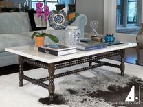 Turned Spindle Coffee Table With Marble Top 1 small