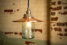 Hand-Spun Copper Pendant Light With Vintage Mason Jar Globe 2 small