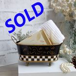 Vintage Check Small Towel Caddy Holder Black And White Check Vanity Organizer 1 small