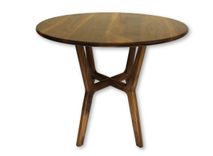 Round Collapsible Buffet Dining Table In Walnut 4 small