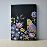 Original Bird Painting, 5" X 7", Whimsical Acrylic Art Canvas, Colorful Bird Artwork 1 small