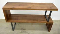Short Walnut Wood And Steel Ribbon Bookshelf 1 small