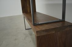 Short Walnut Wood And Steel Ribbon Bookshelf 2 small