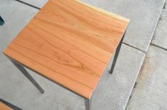 Cherry Wood And Raw Steel End Table 2 small