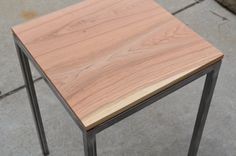 Cherry Wood And Raw Steel End Table 4 small