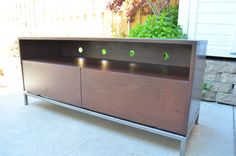 Walnut Wood And Steel Entertainment Stand 1 small