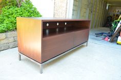 Walnut Wood And Steel Entertainment Stand 2 small