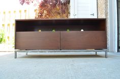 Walnut Wood And Steel Entertainment Stand 3 small
