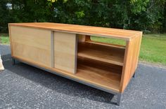 Modern Cherry And Berch Wood With A Steel Base Entertainment Stand 2 small