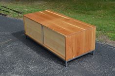 Modern Cherry And Berch Wood With A Steel Base Entertainment Stand 4 small