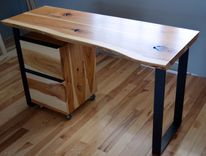 Rustic Hickory And Steel Desk With A Natural Edge 1 small